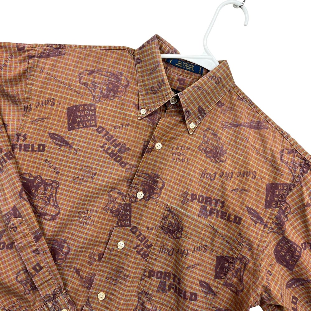 Colours by Alexander Julian Shirt Mens Small Brown Sports Afield Fishing Plaid